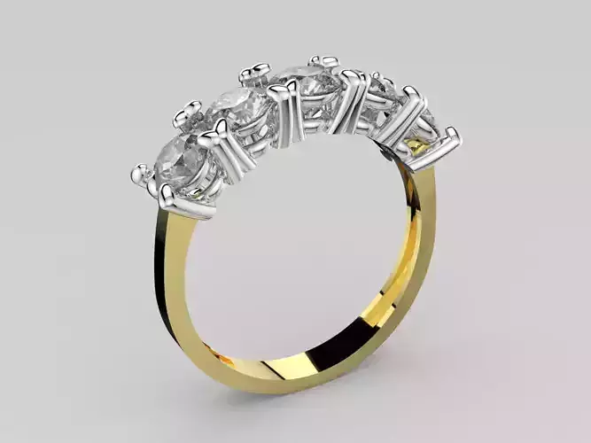 Woman ring Five Stones Wedding Ring 3d Model