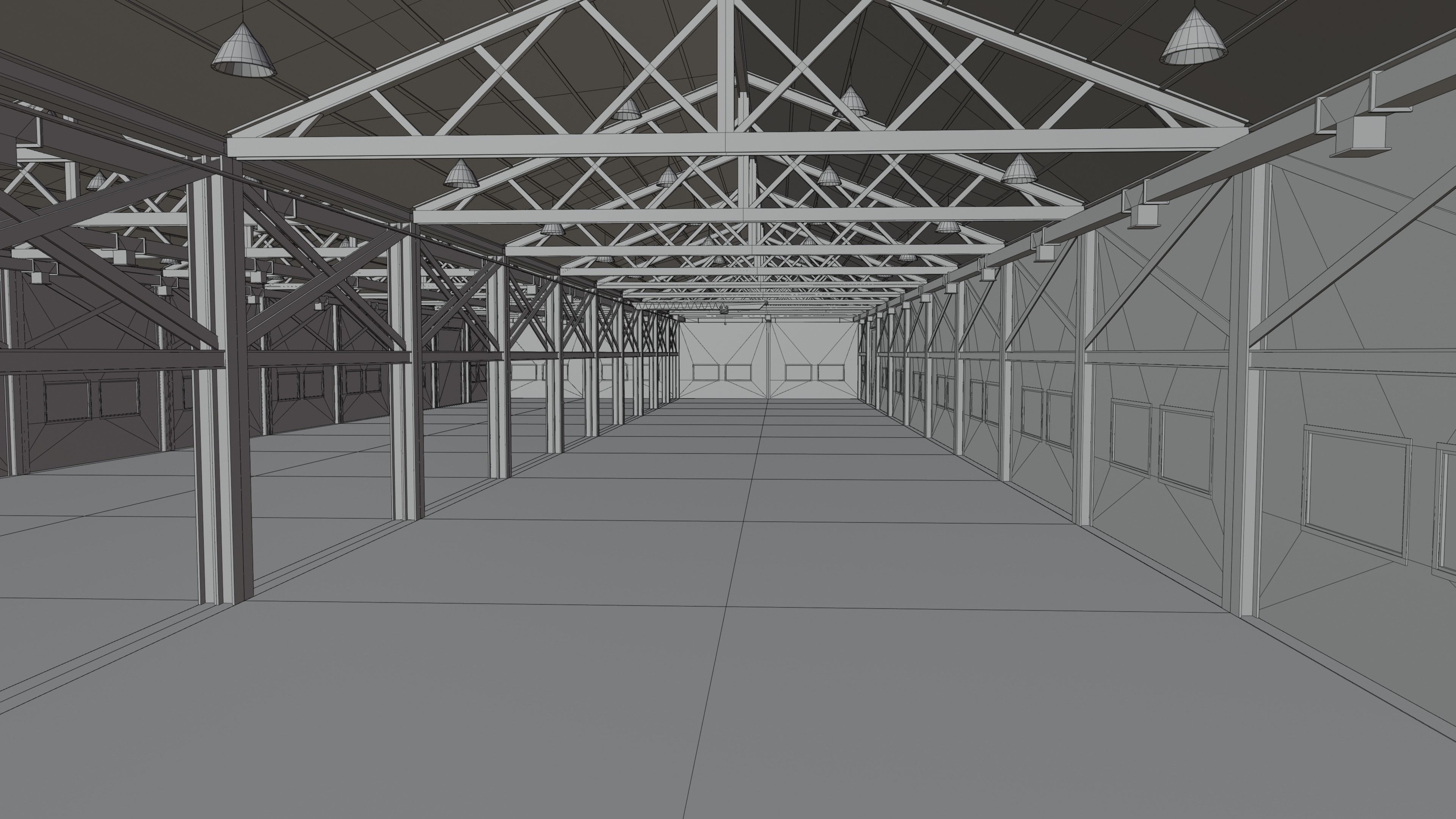 Warehouse Interior - Exterior  Low-poly  3D model_18