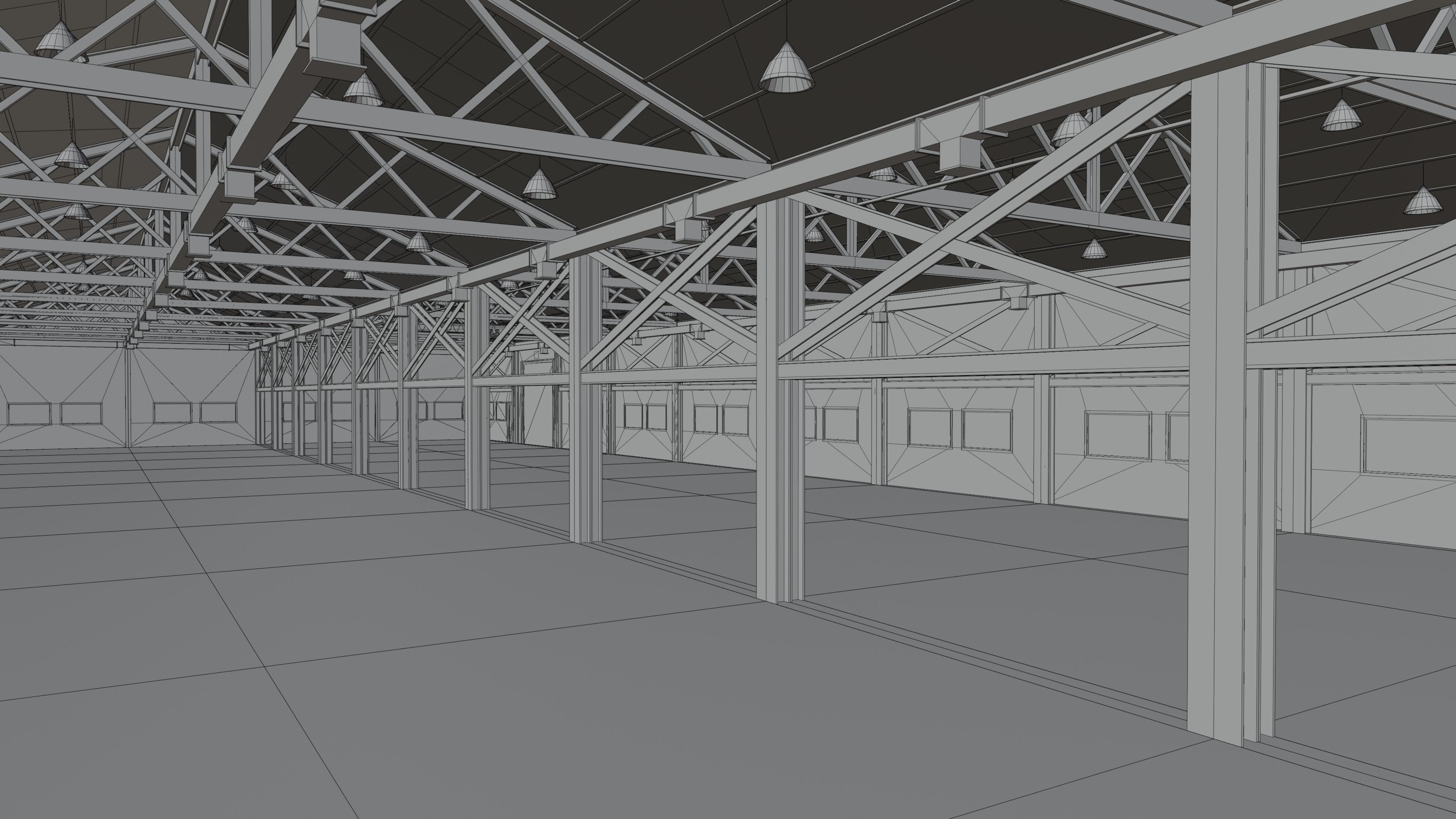 Warehouse Interior - Exterior  Low-poly  3D model_17