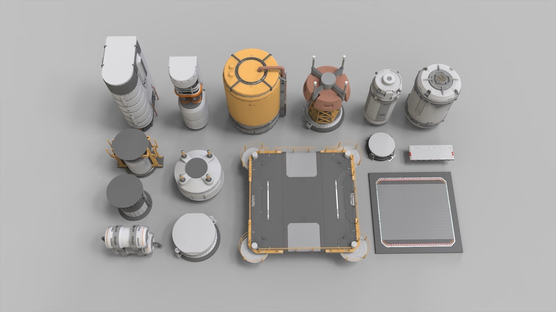 sci-fi Architecture kitbash 41 3D model_2