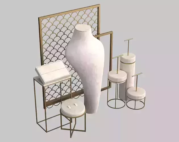 Monicadisplaystudio White Velvet Jewelry Stand Vol 14 3D model
