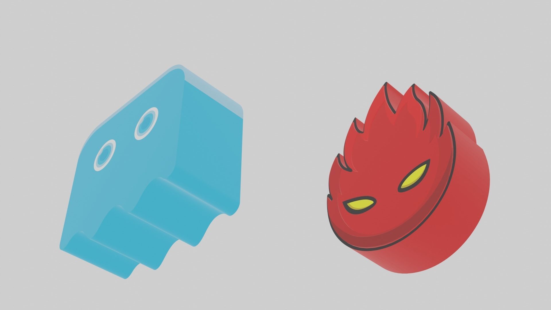 Fire and Water Low-poly 3D model_4