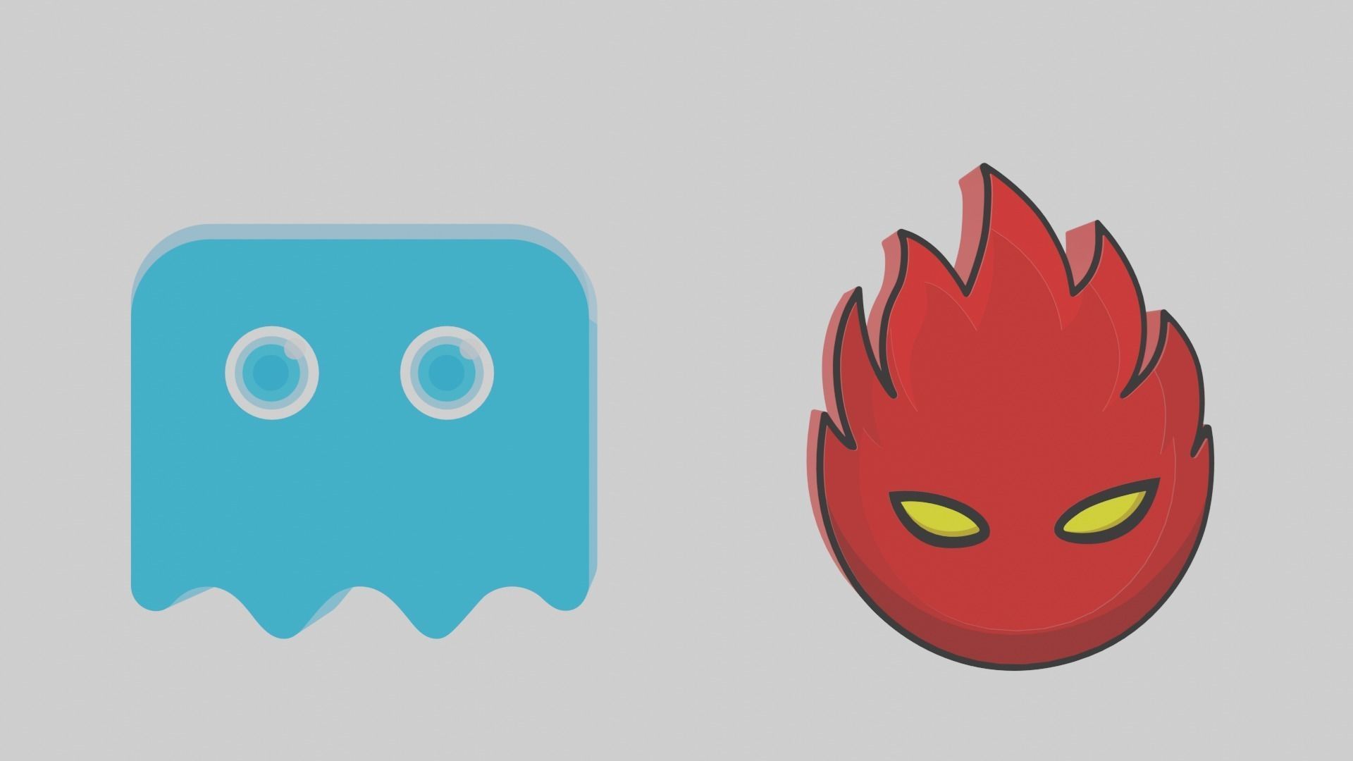 Fire and Water Low-poly 3D model_1