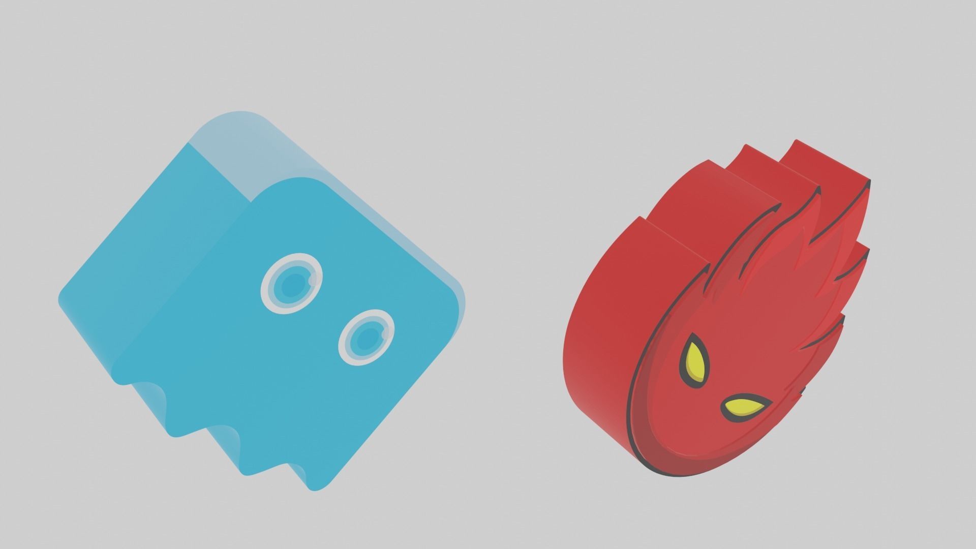 Fire and Water Low-poly 3D model_5