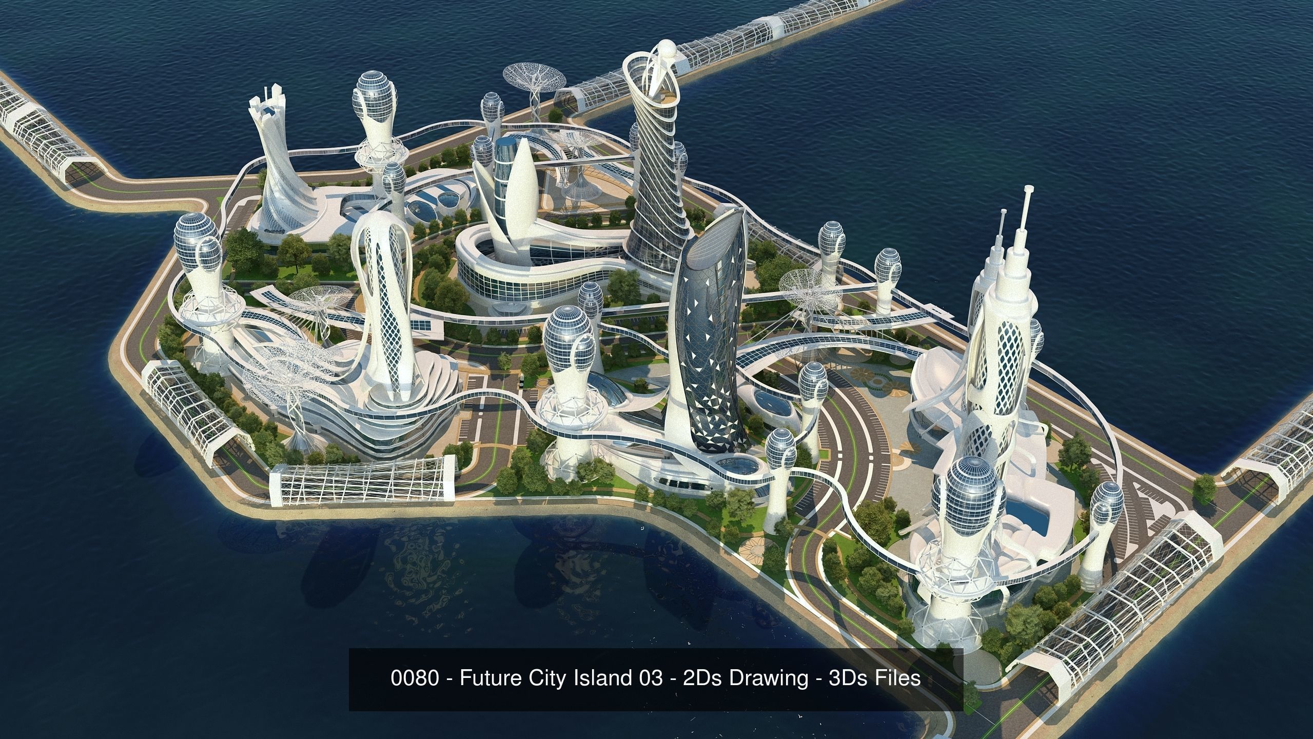6 Full Scenes - Futuristic City-Island - Bundle 3D Model Collection_9