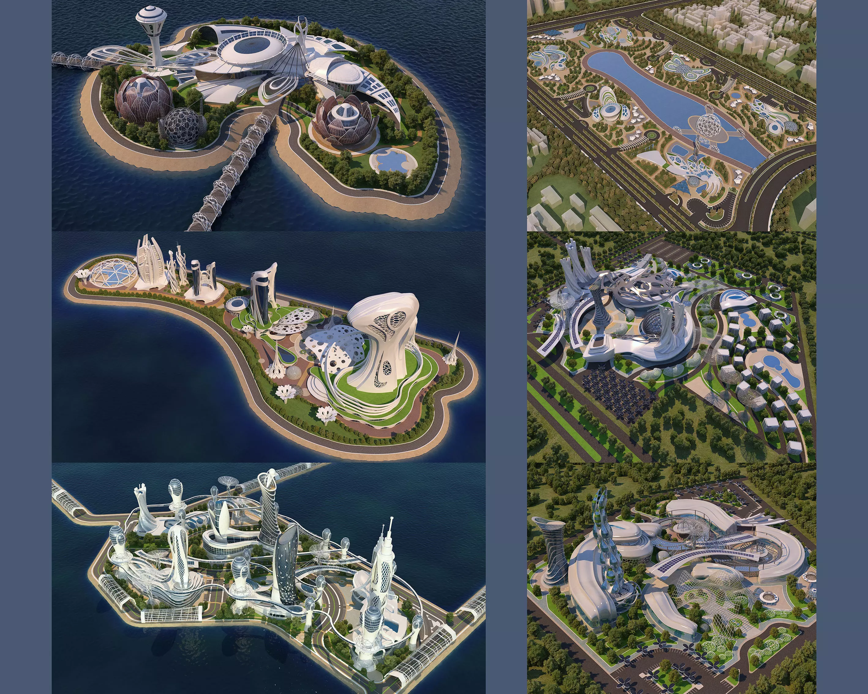 6 Full Scenes - Futuristic City-Island - Bundle 3D Model Collection_0
