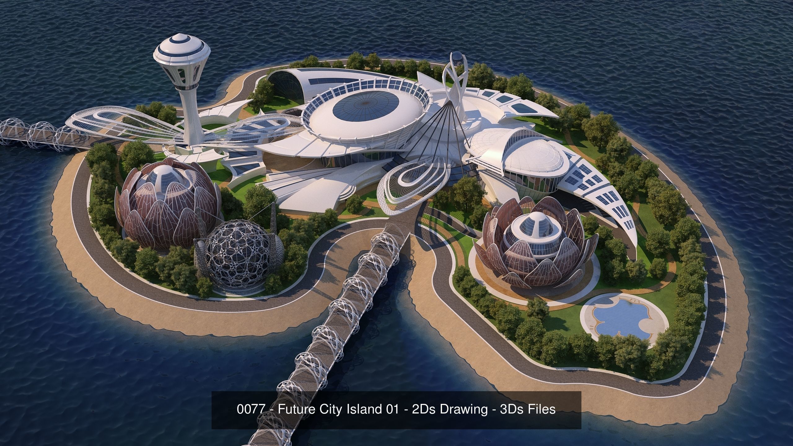 6 Full Scenes - Futuristic City-Island - Bundle 3D Model Collection_7