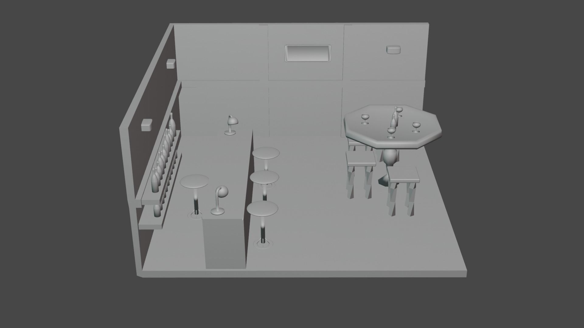 Scene Bar Low-poly 3D model_7