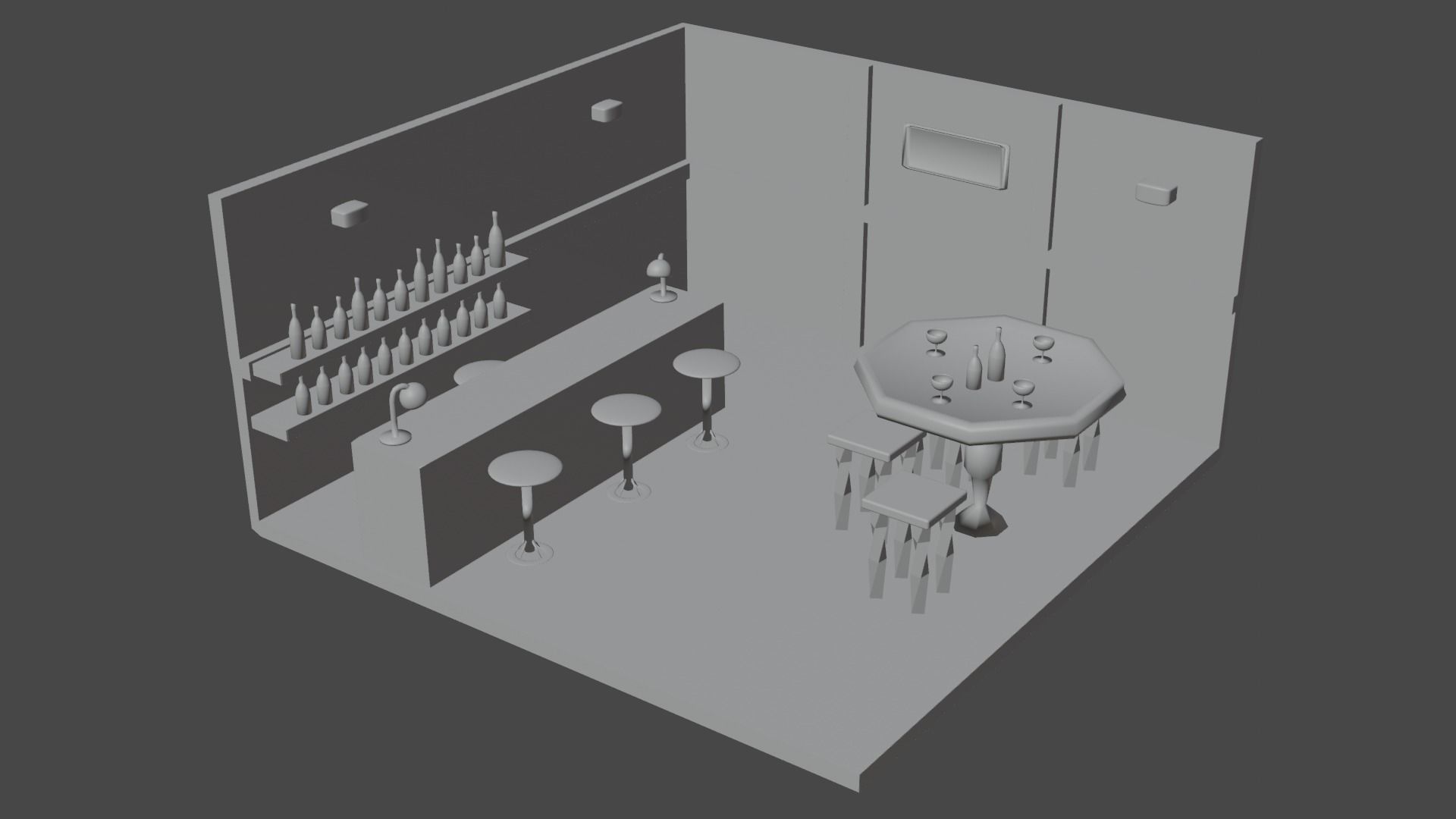 Scene Bar Low-poly 3D model_6