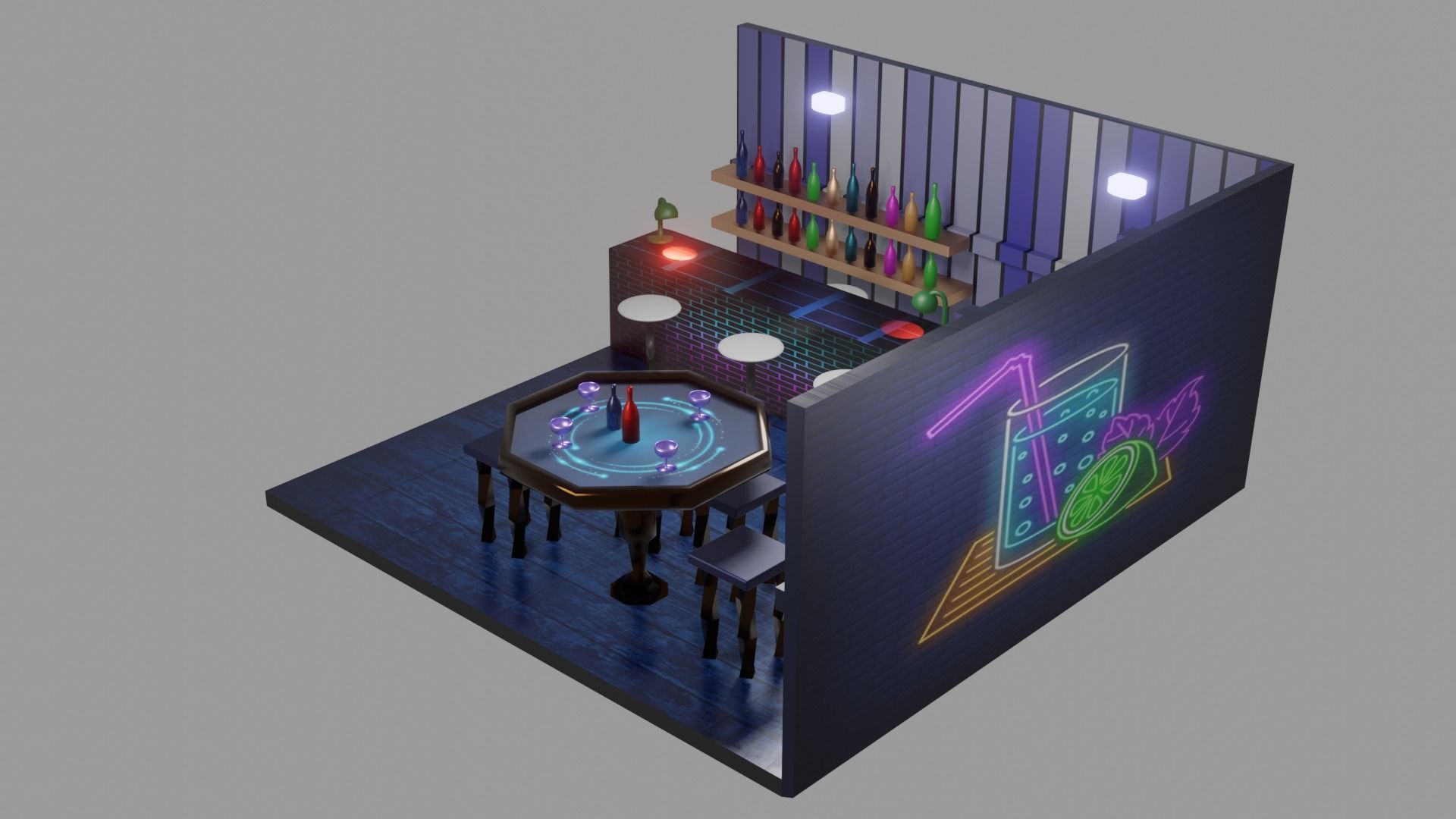 Scene Bar Low-poly 3D model_3