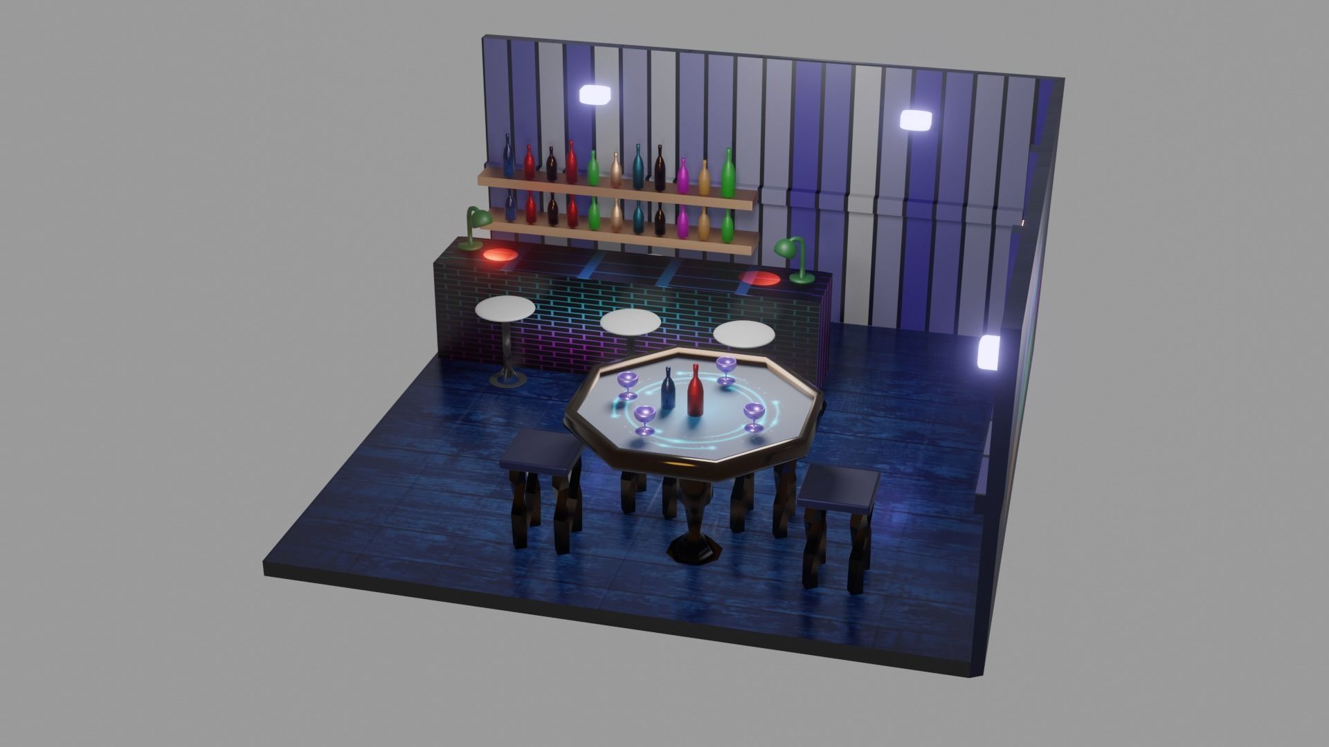 Scene Bar Low-poly 3D model_4