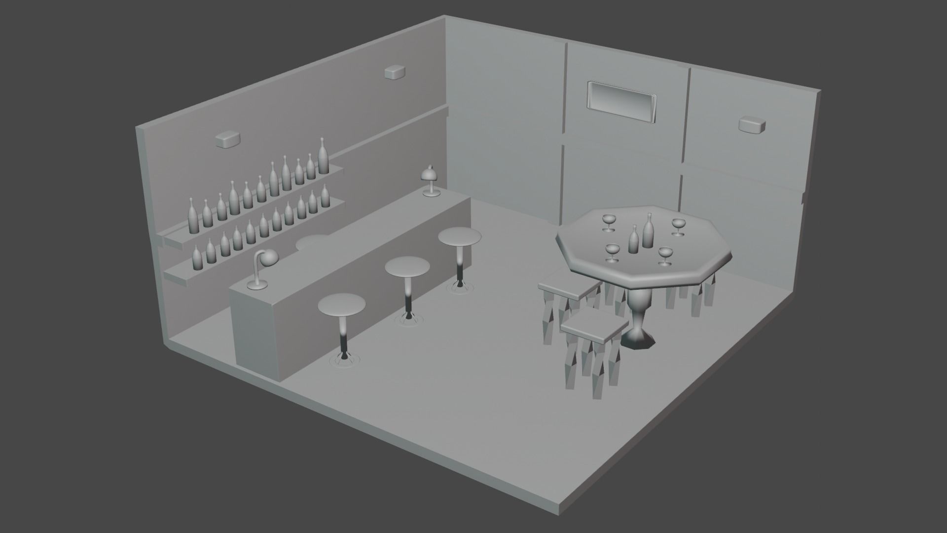 Scene Bar Low-poly 3D model_8