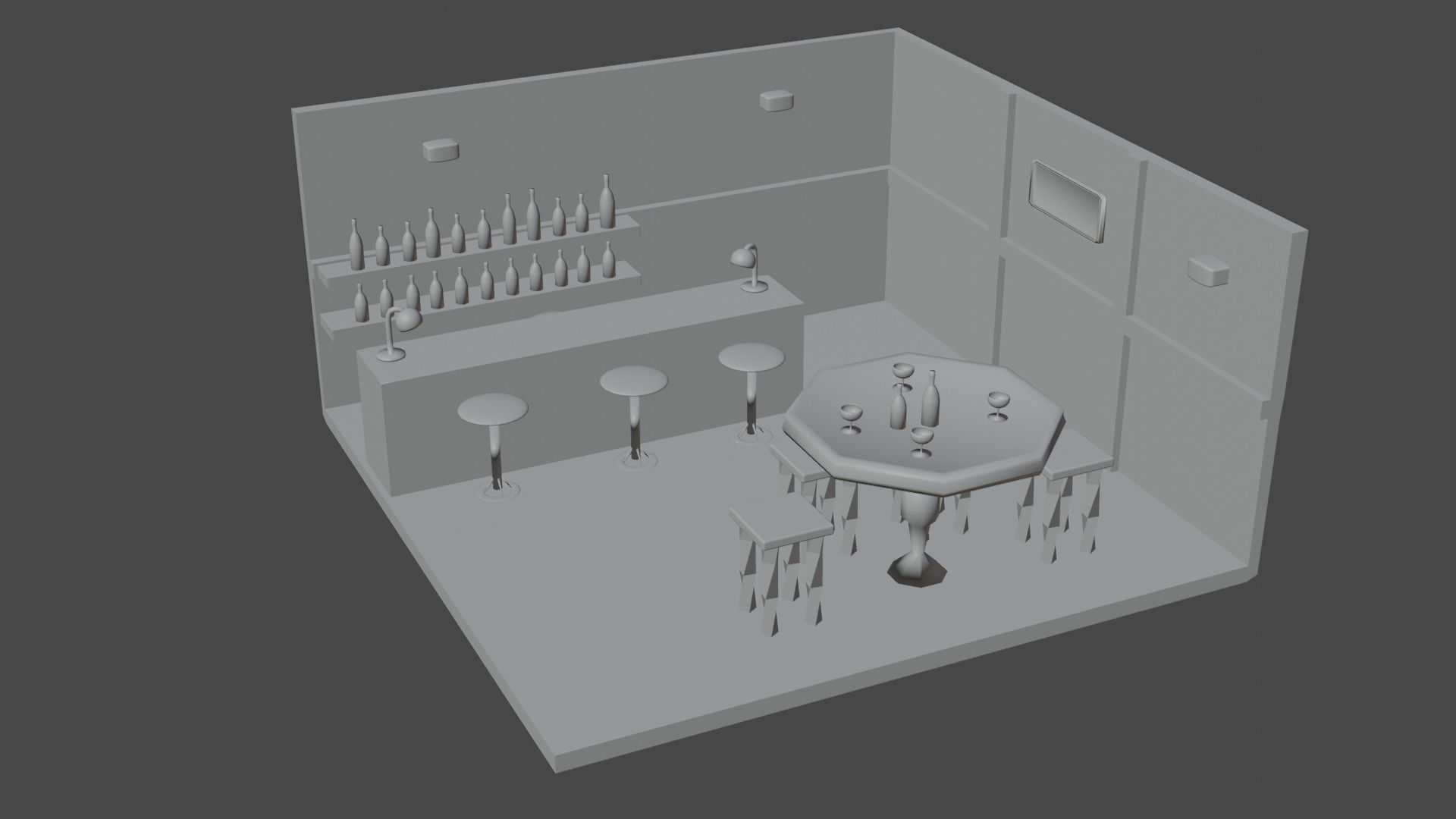 Scene Bar Low-poly 3D model_5