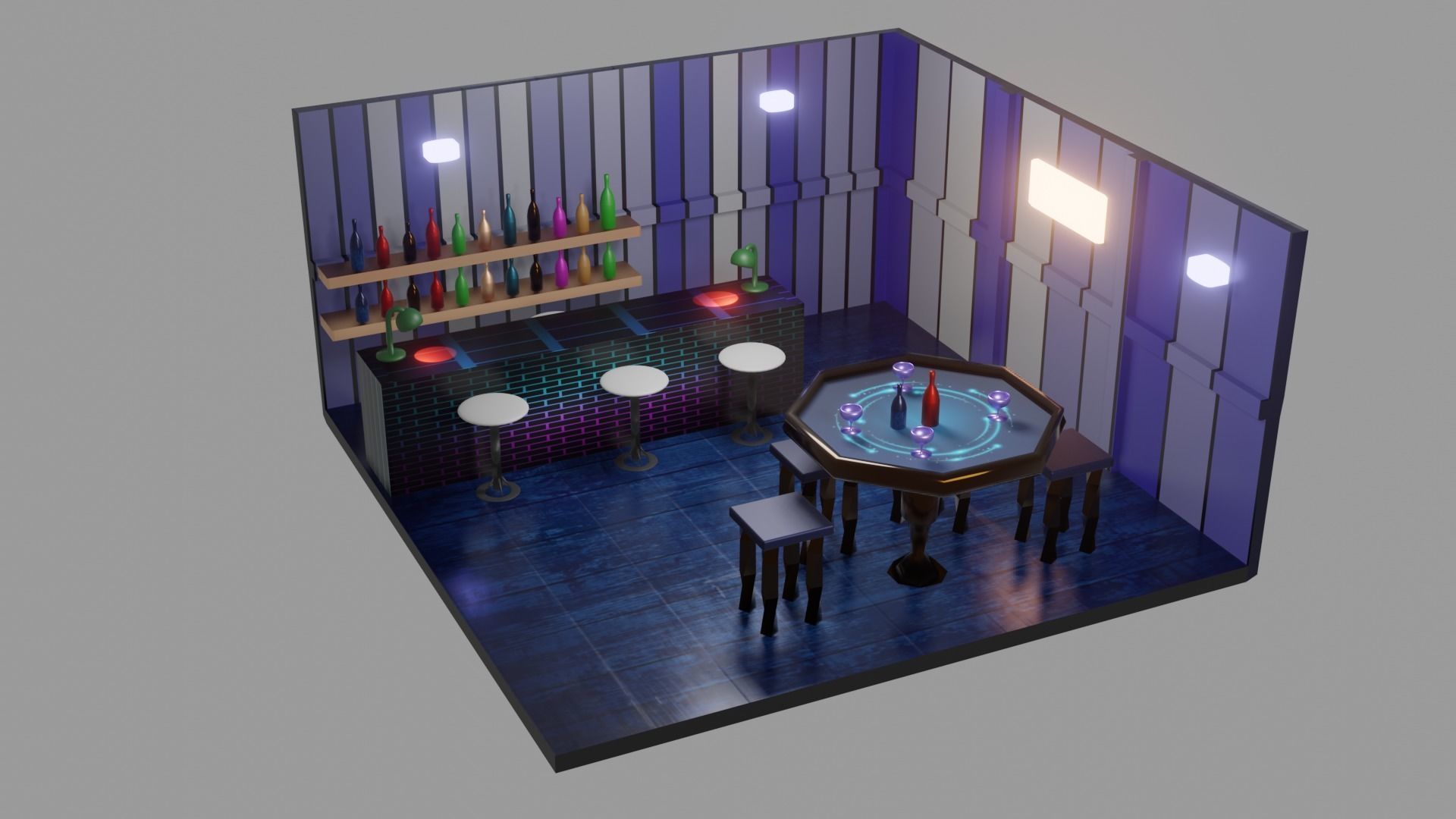 Scene Bar Low-poly 3D model_9