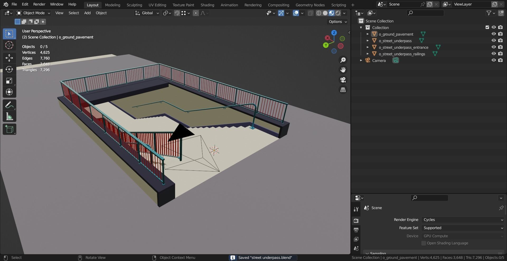 Street Underpass Low-poly 3D model_12