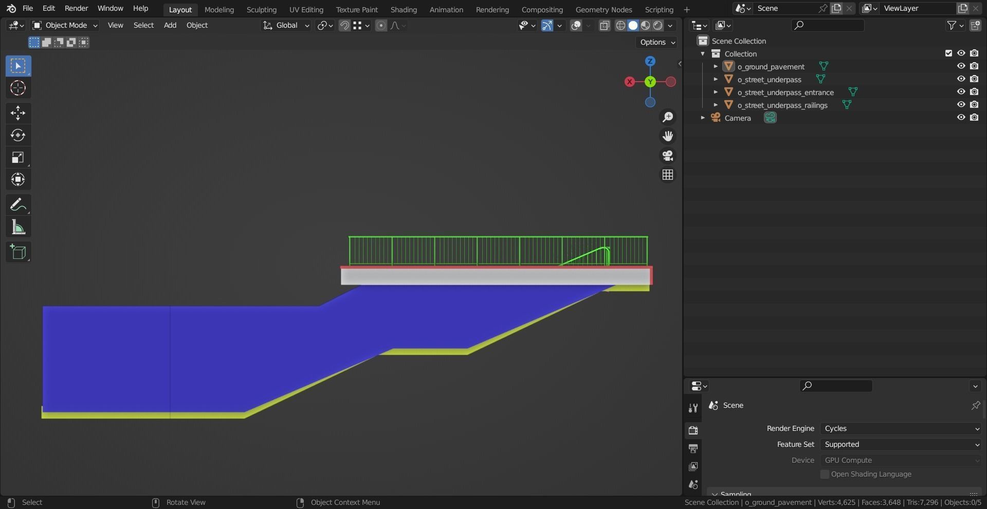 Street Underpass Low-poly 3D model_6