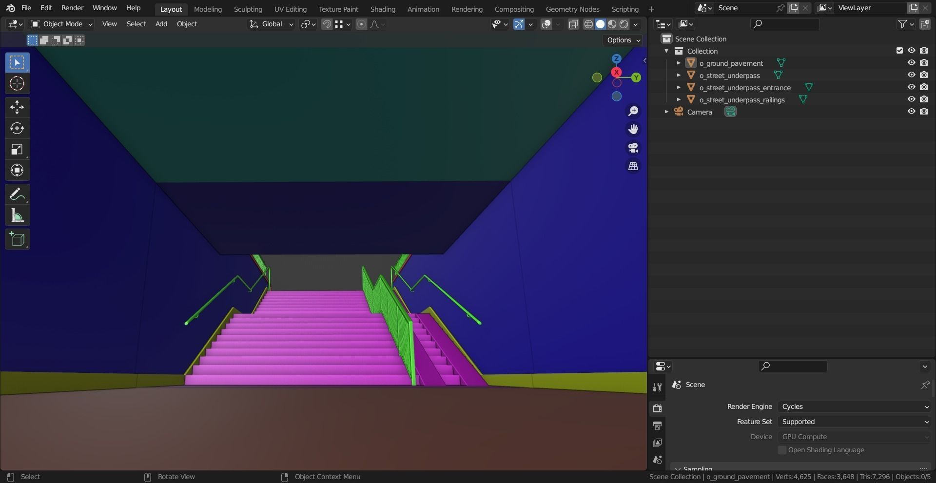 Street Underpass Low-poly 3D model_7
