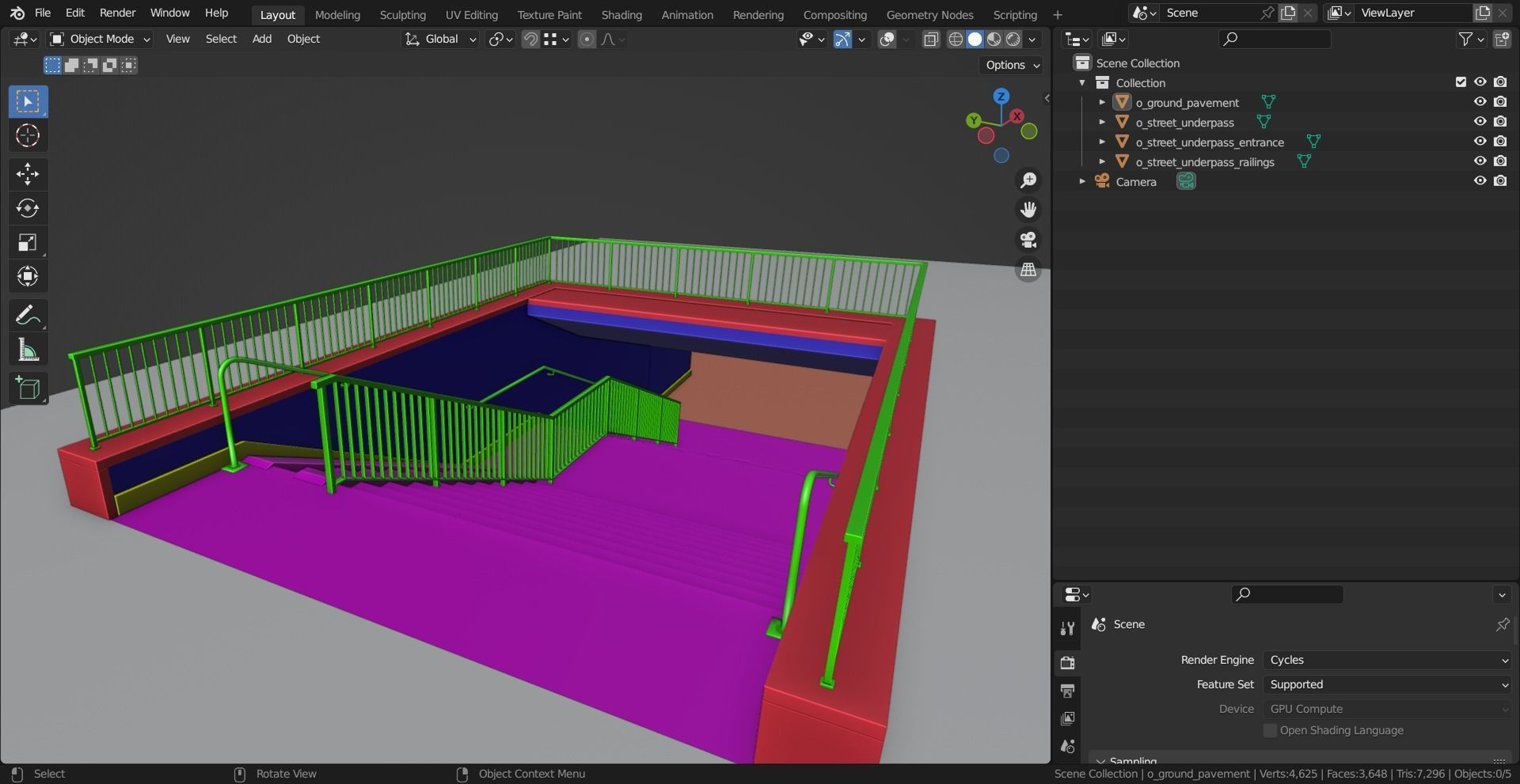 Street Underpass Low-poly 3D model_9
