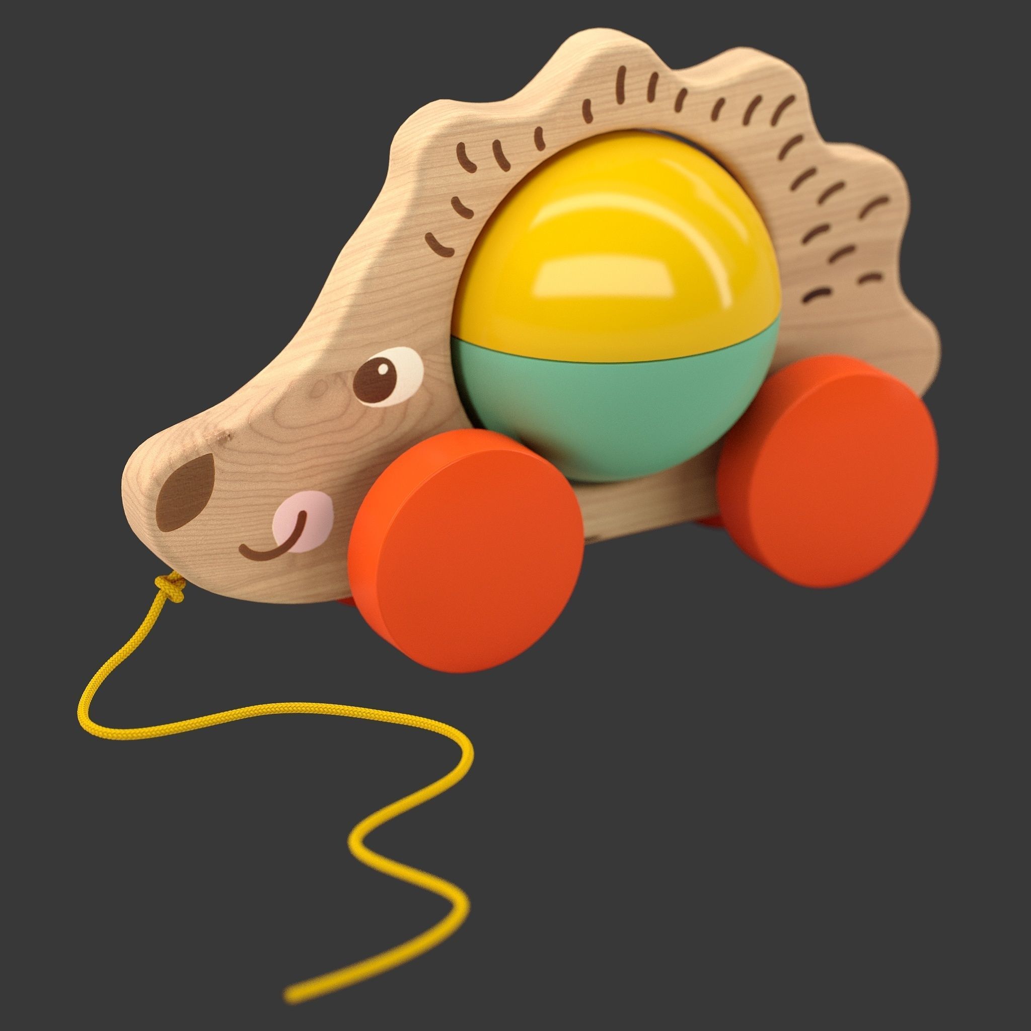 Toy pull IKEA UPPSTA Hedgehog  3D model_4