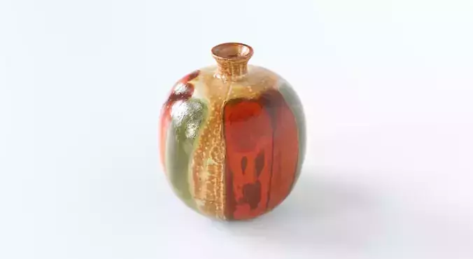 Tiny Vintage Painted Wooden Vase Pot