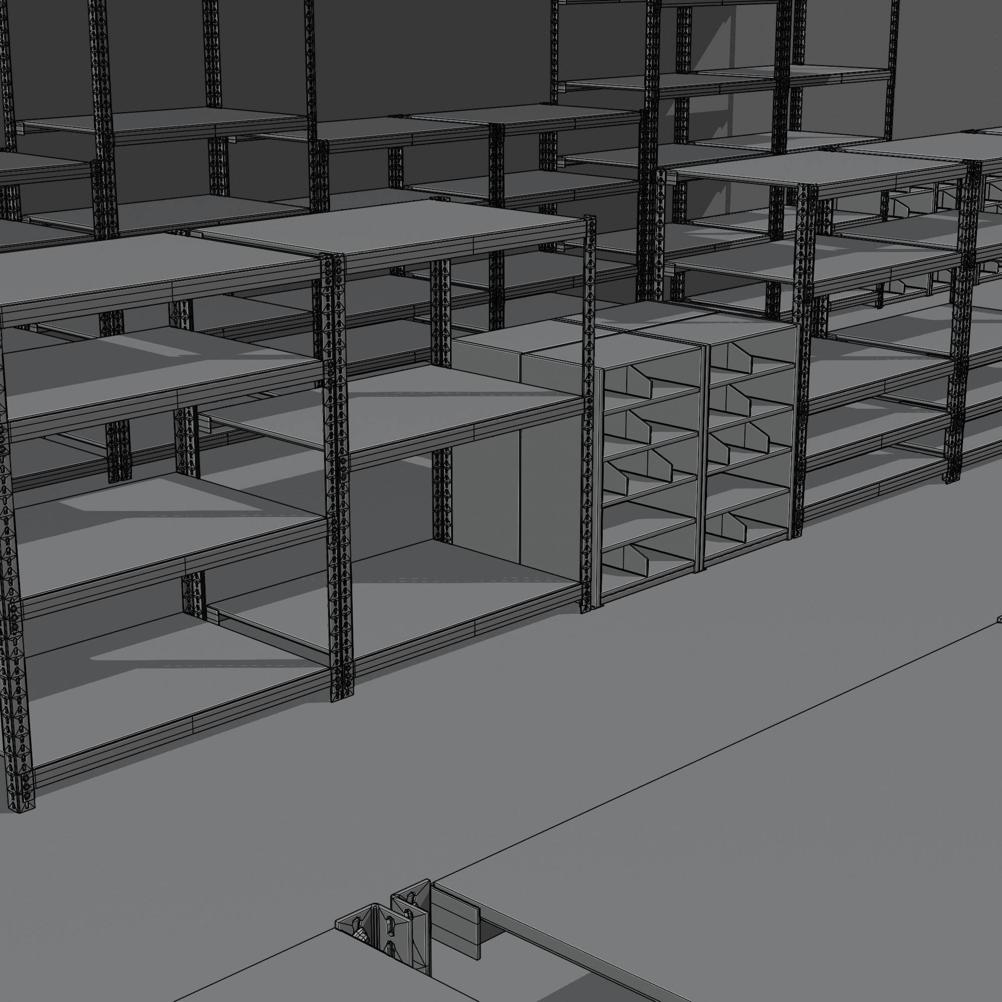 Shelves - Warehouse Low-poly 3D model_3