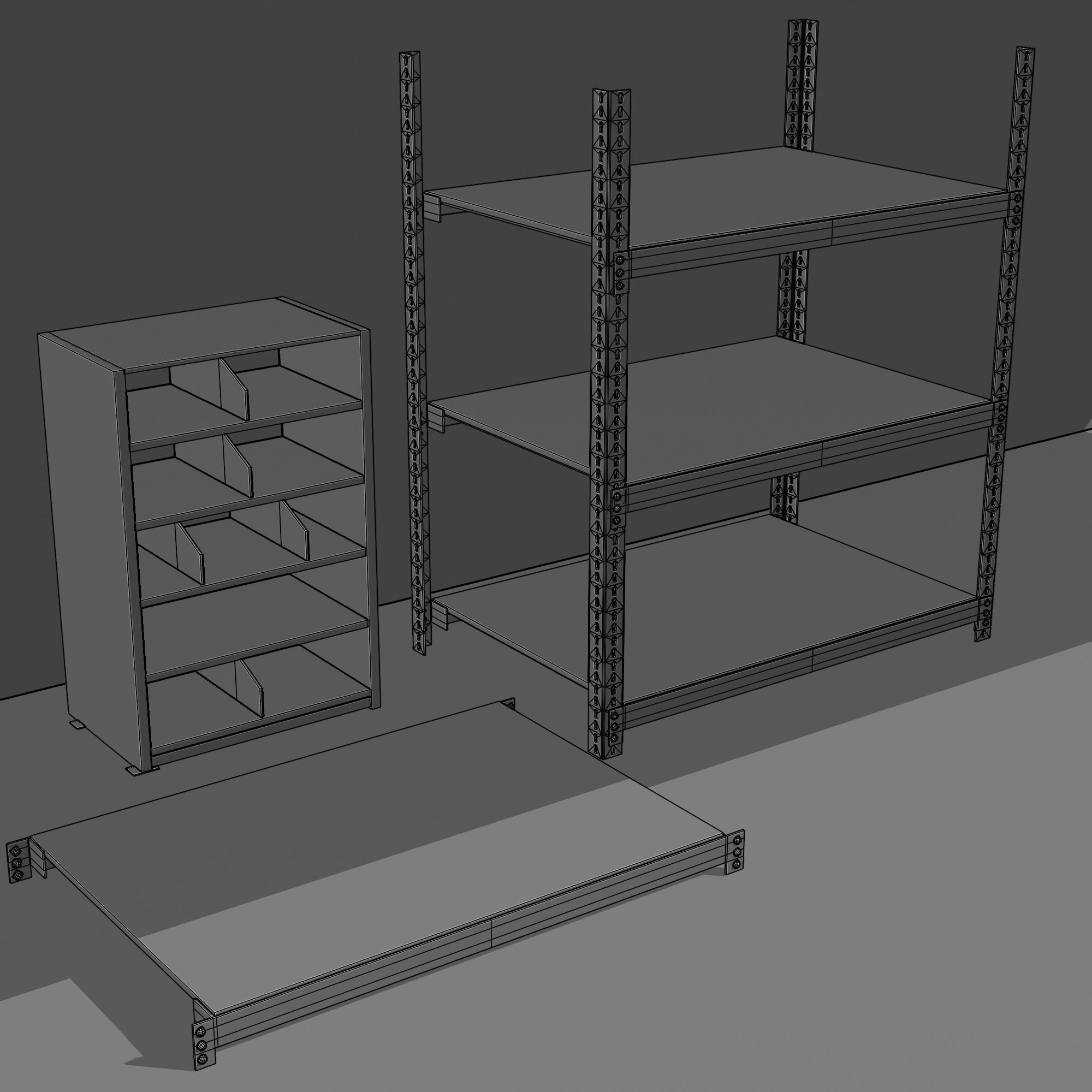 Shelves - Warehouse Low-poly 3D model_1