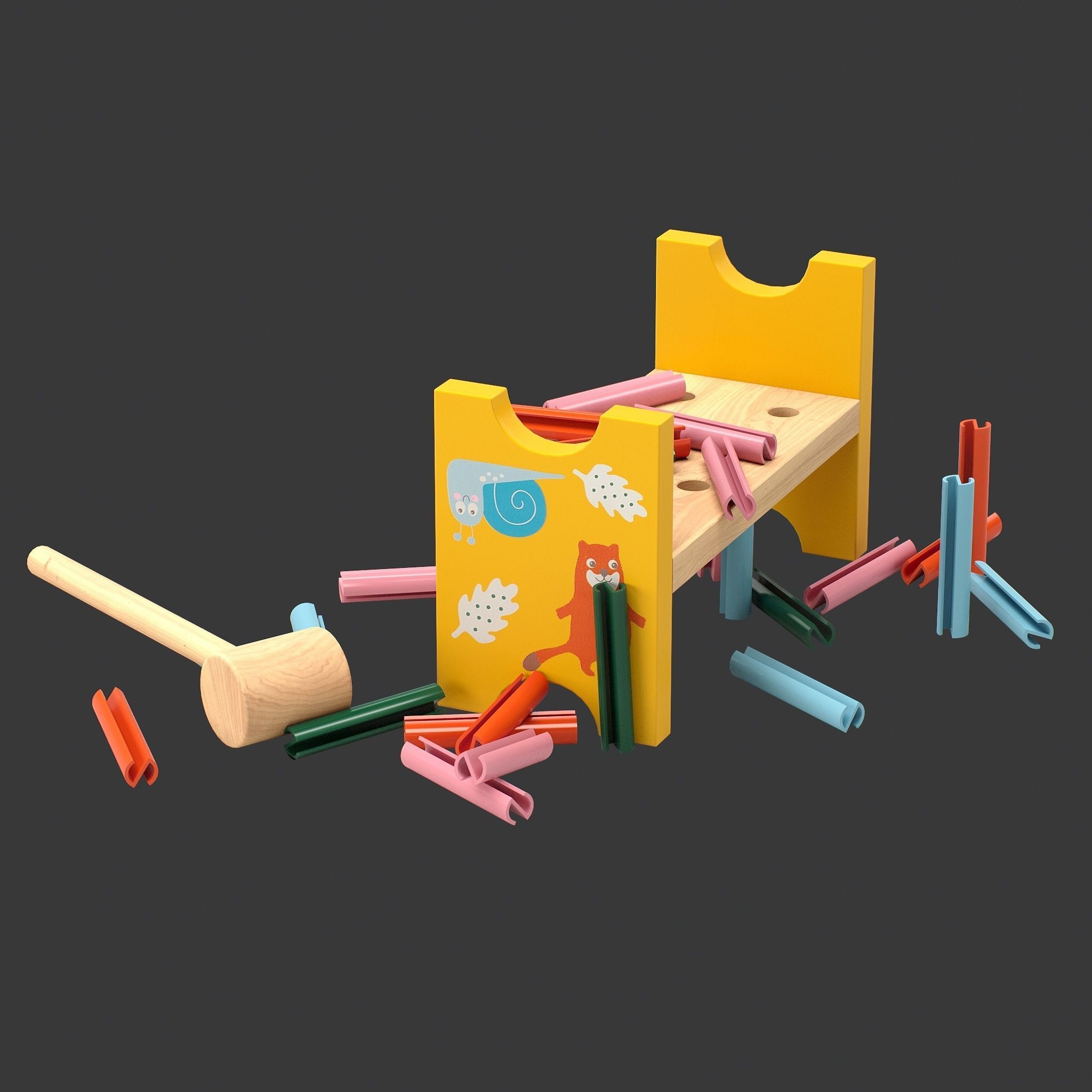 Toy hammering block IKEA UPPSTA 3D model_4