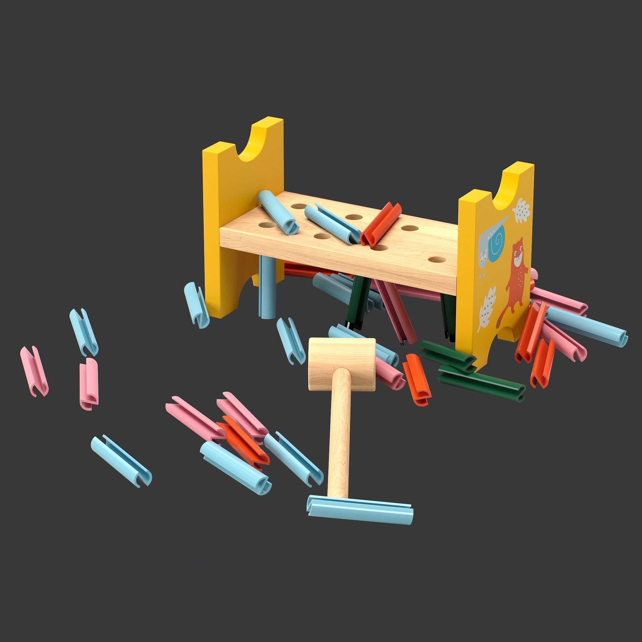 Toy hammering block IKEA UPPSTA 3D model_10