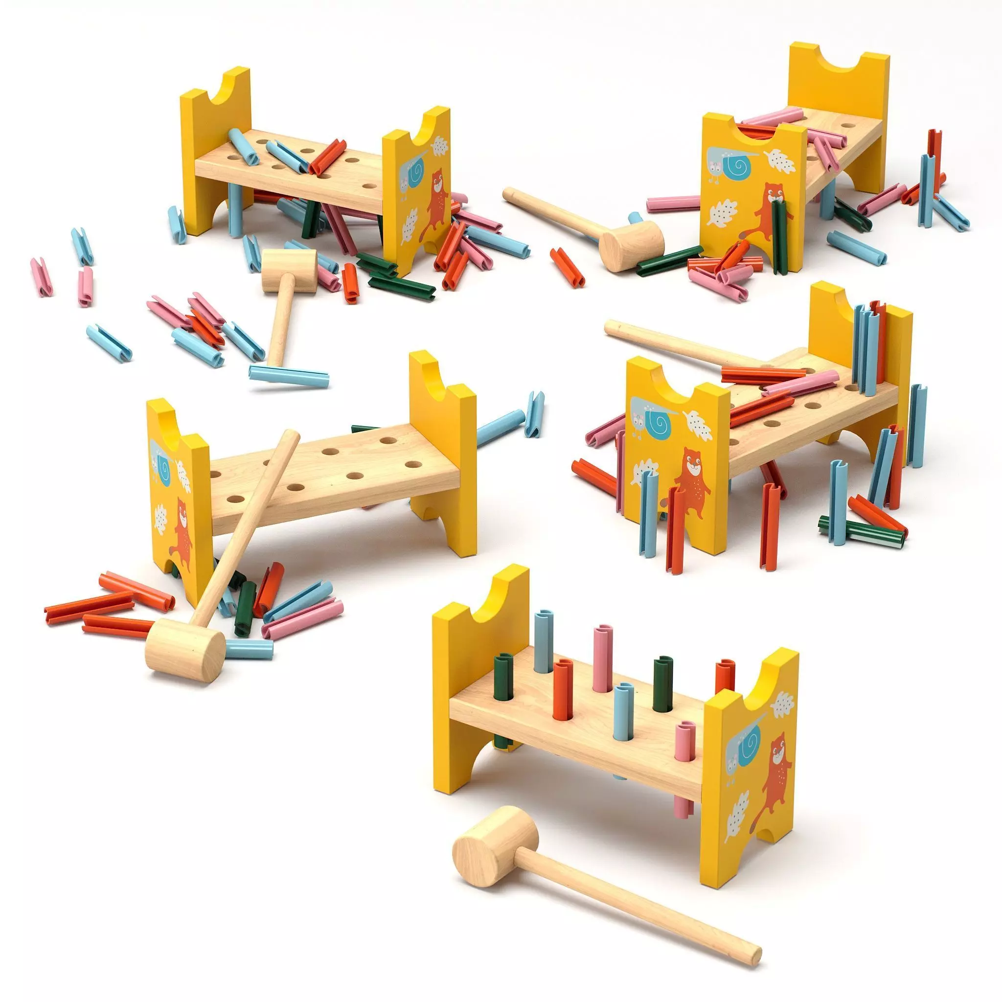 Toy hammering block IKEA UPPSTA 3D model_0