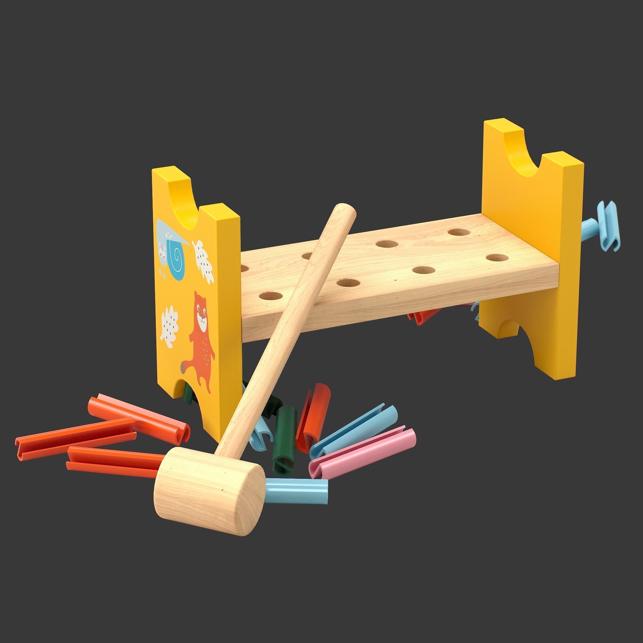 Toy hammering block IKEA UPPSTA 3D model_8
