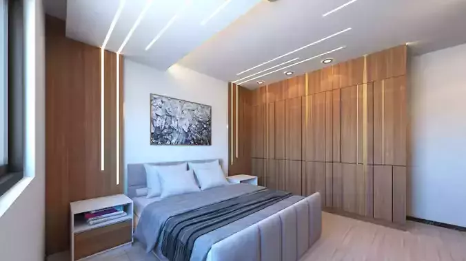 Modern apartment interior  3D Scene  Low-poly 3D model