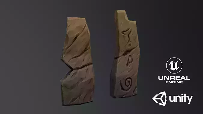 Stylized Runestone GameReady Model
