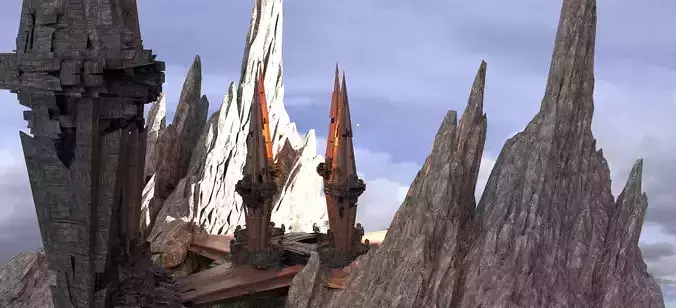Sci fi Core Magma crystal Mountains 2 3D model