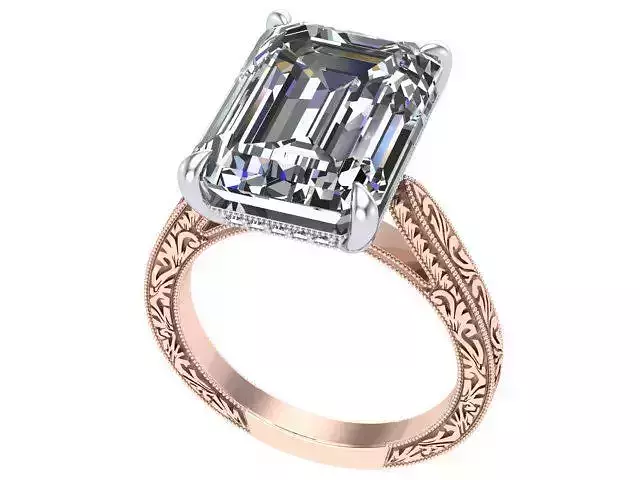 Emerald Cut Rose Gold Engagement Ring