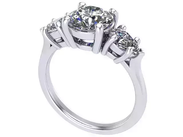 Round and Pear Cut Diamond Engagement Ring