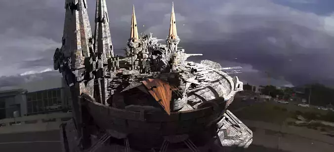 Sci fi Core Magma crystal Dish Array Kitbash 2 3D model