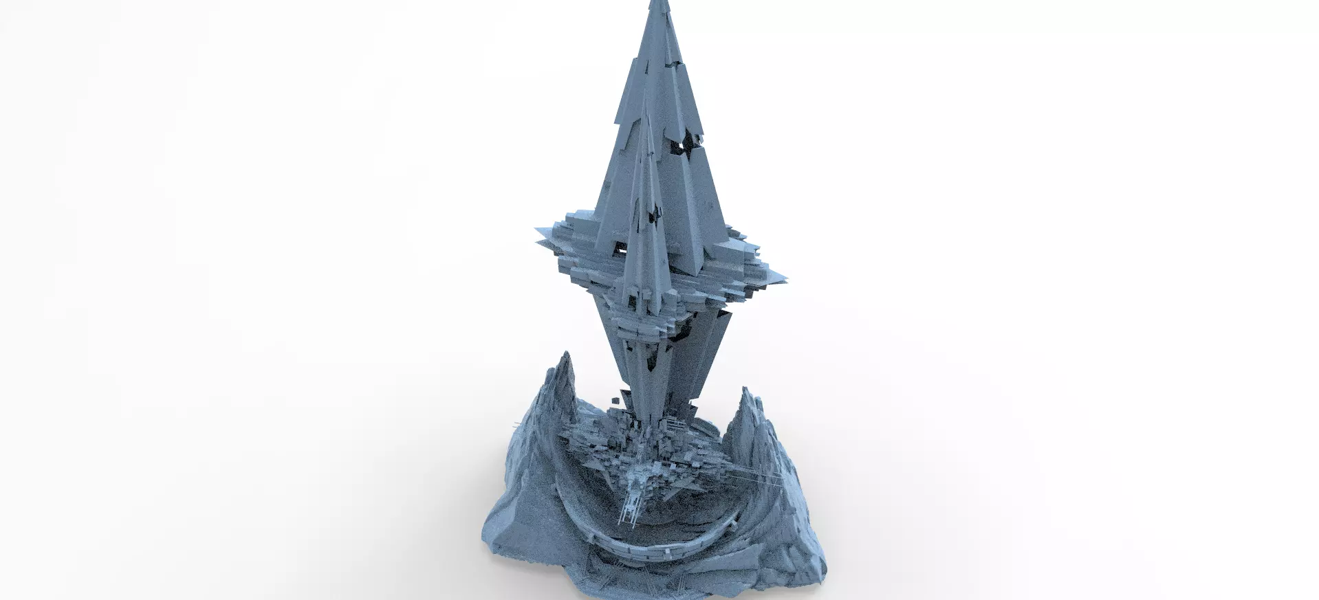 Sci fi Core crystal Shard Rocks Tide Dish 3 3D model_0