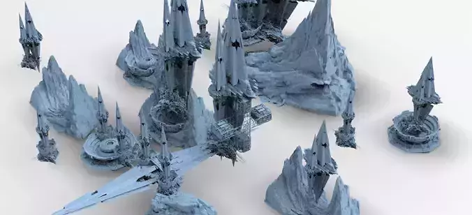 Core crystal Shard Bridge Buildings Full Kitbash
