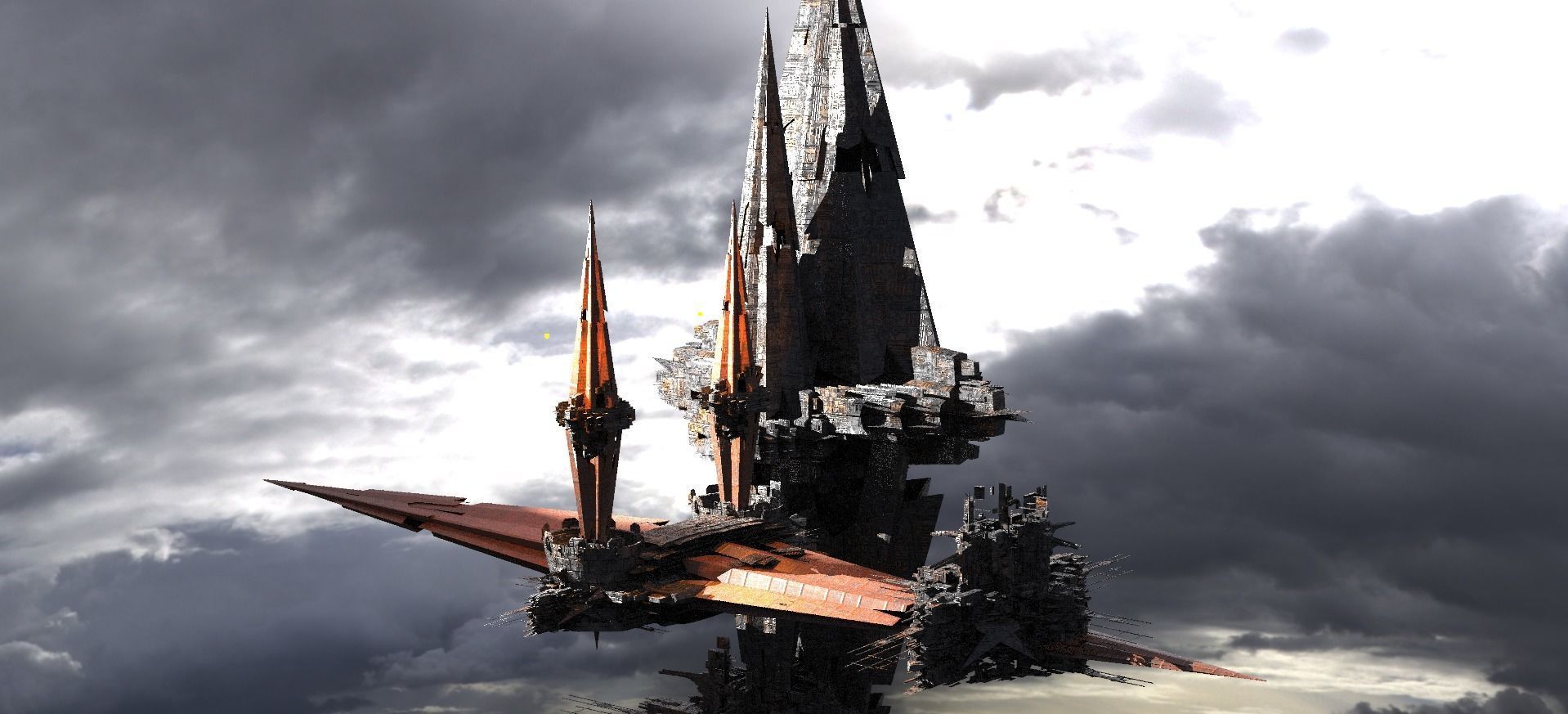 Floating crystal Dish Array Kit bash  3D model_1