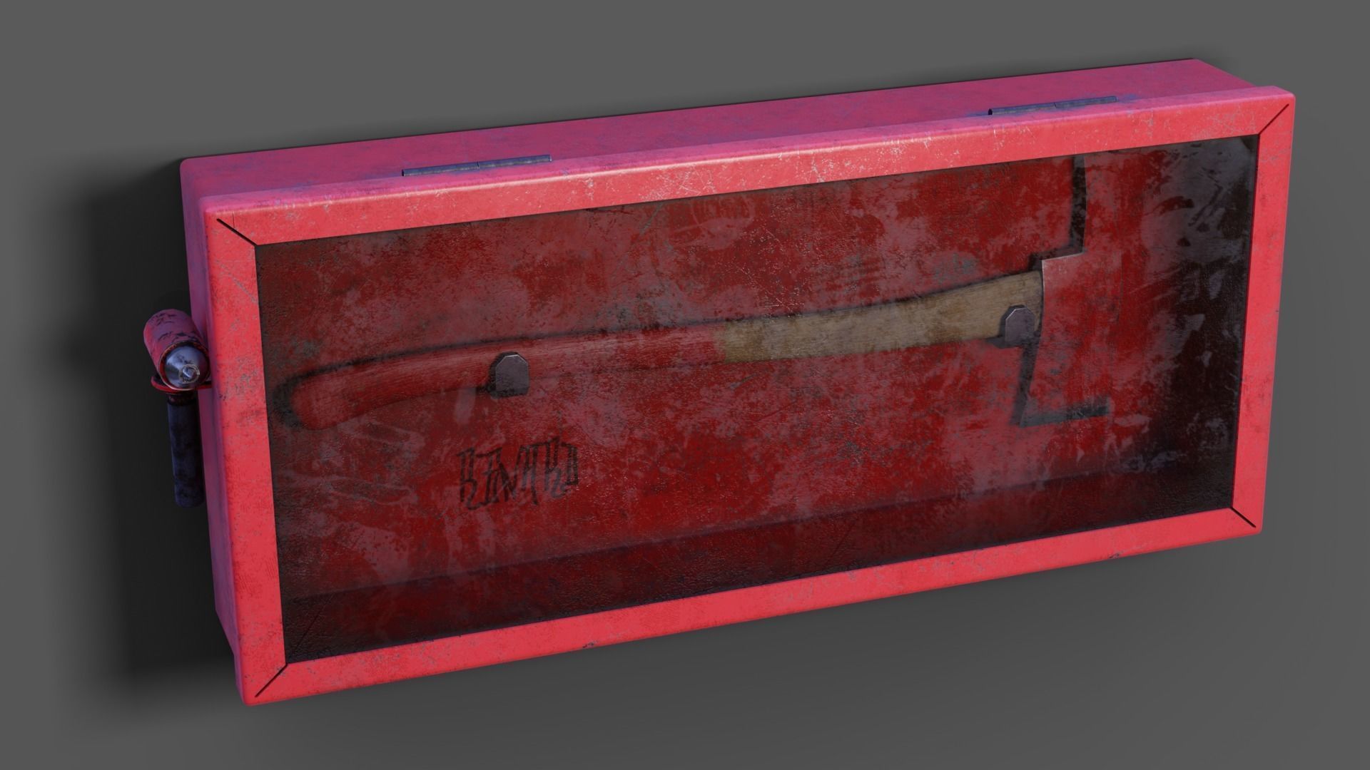 Emergency Axe Box Low-poly 3D model_1