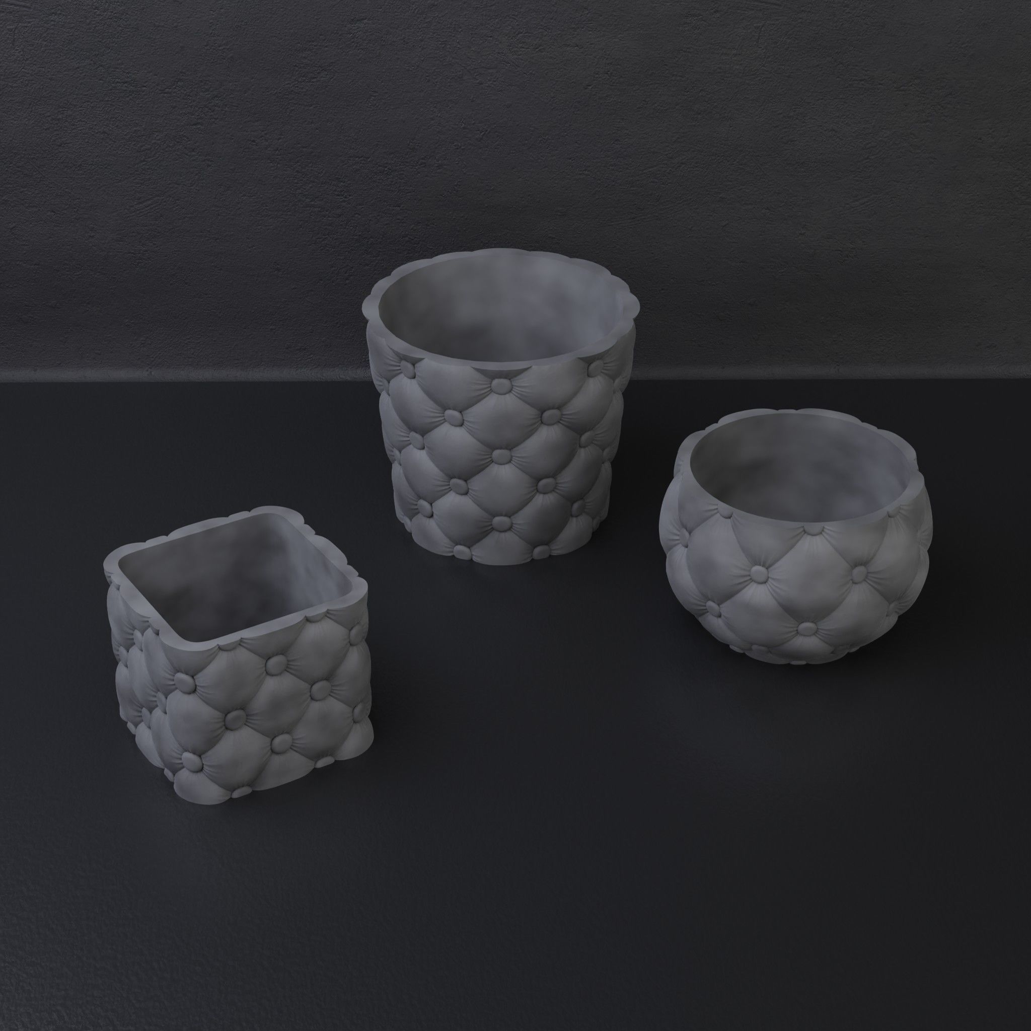 Capitone planters set 3D print model_1