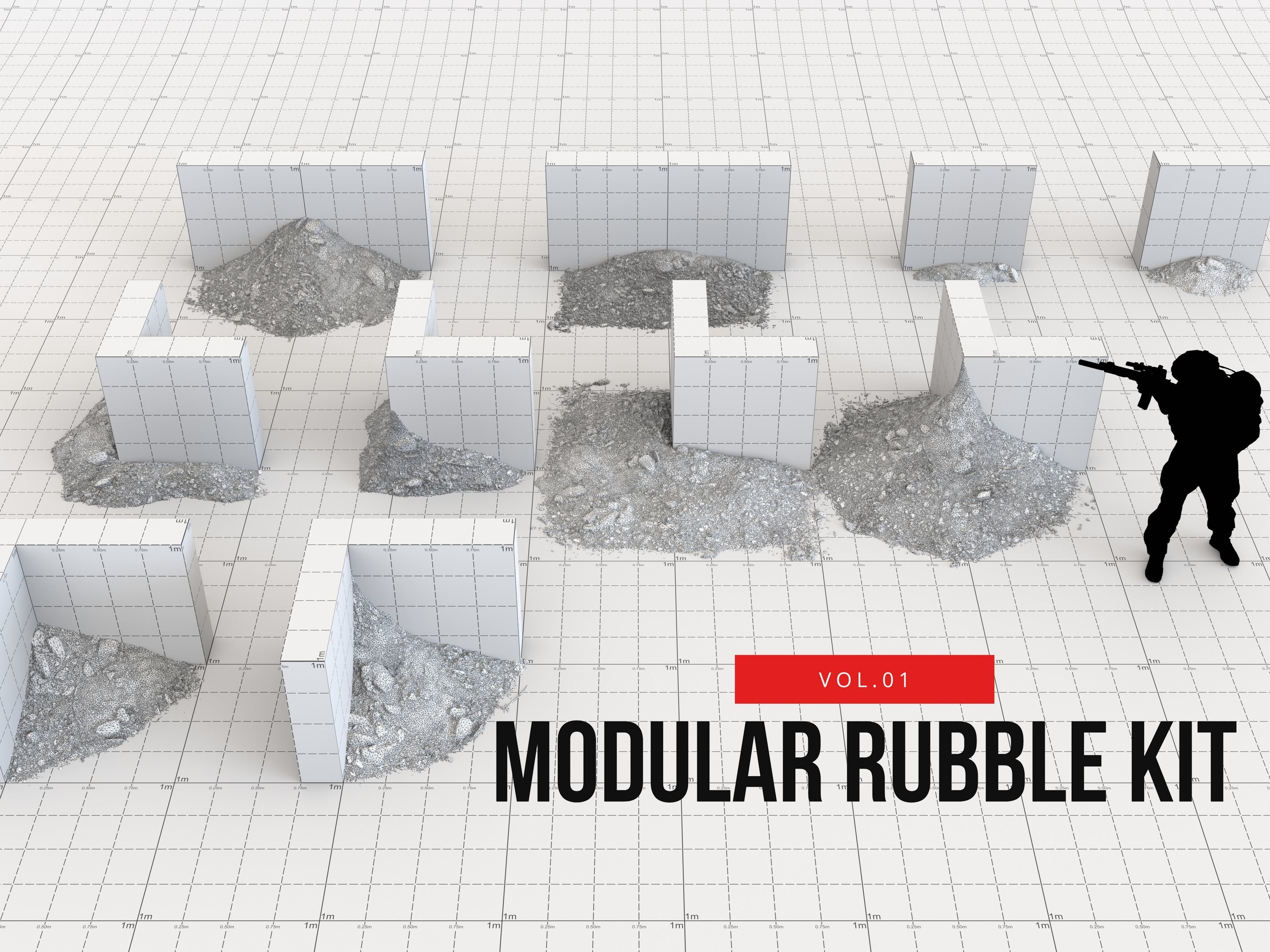 3D model Modular Rubble Kit Vol01 VR / AR / low-poly | CGTrader