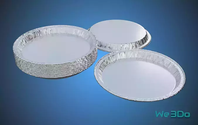 Aluminum Foil Tray Plate Low-poly 3D model