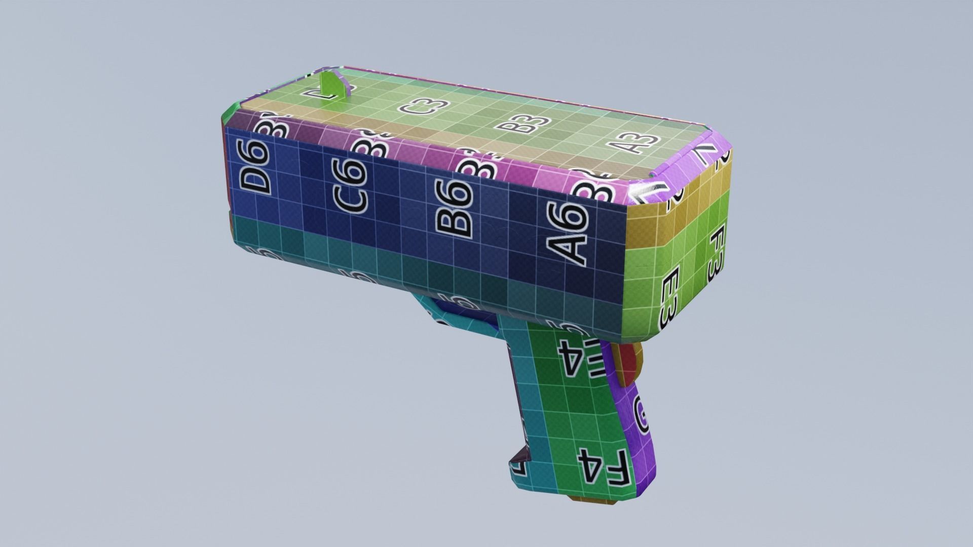 Money Gun Red and Gold Low-poly 3D model_7