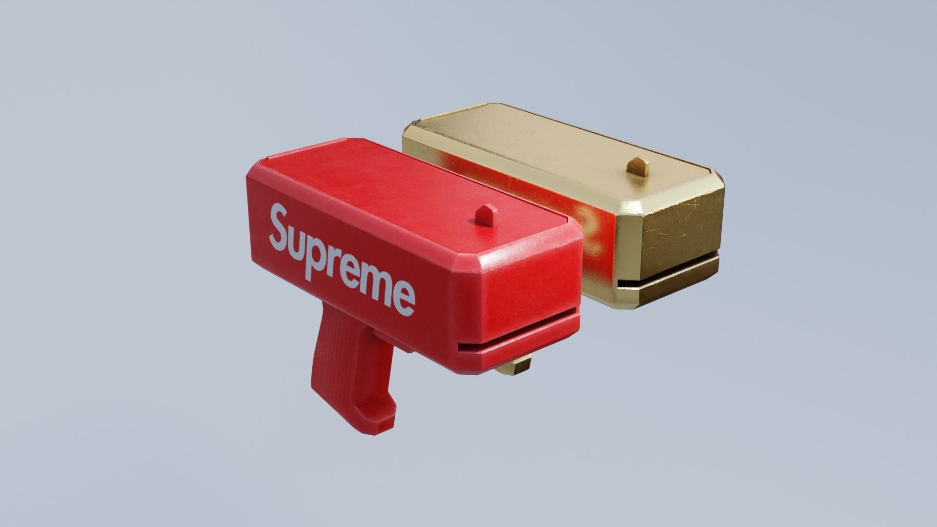 Money Gun Red and Gold Low-poly 3D model_3