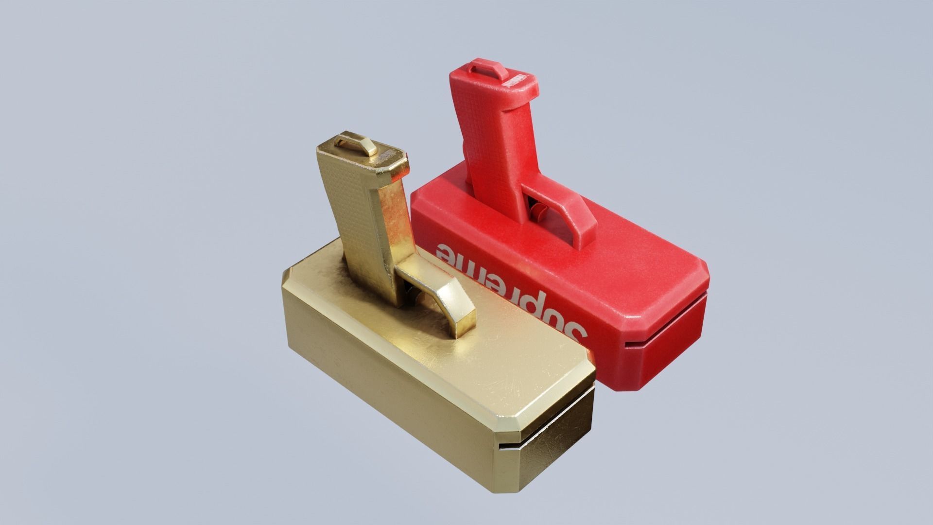 Money Gun Red and Gold Low-poly 3D model_5