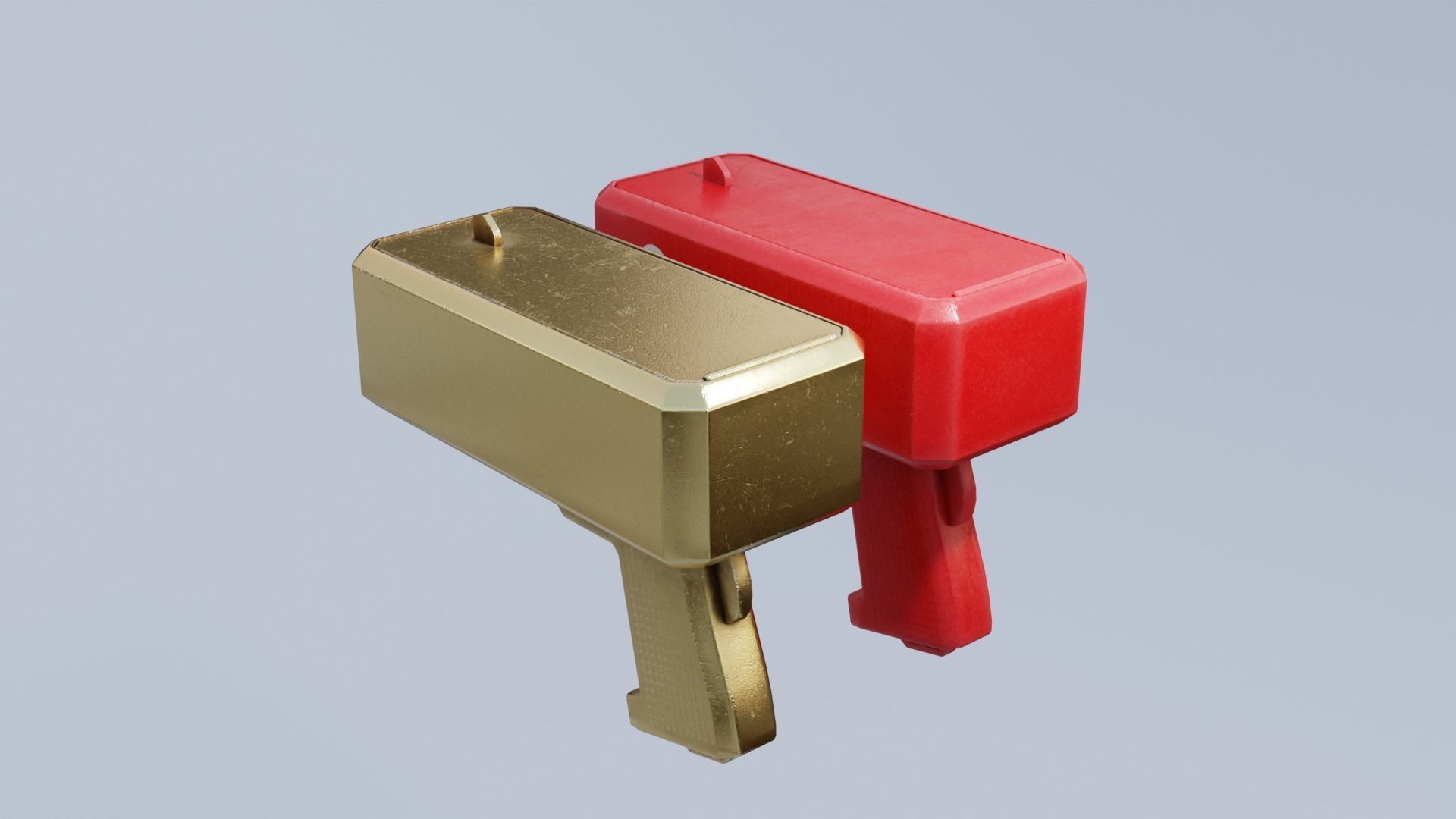 Money Gun Red and Gold Low-poly 3D model_4
