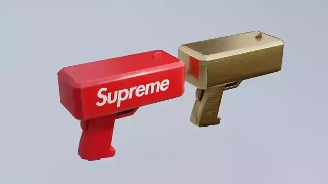 Money Gun Red and Gold Low-poly 3D model