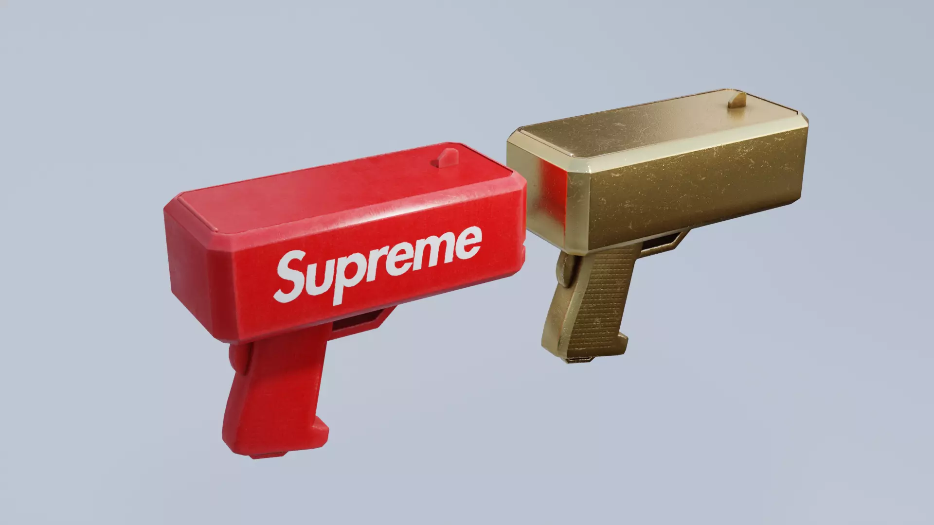 Money Gun Red and Gold Low-poly 3D model_0