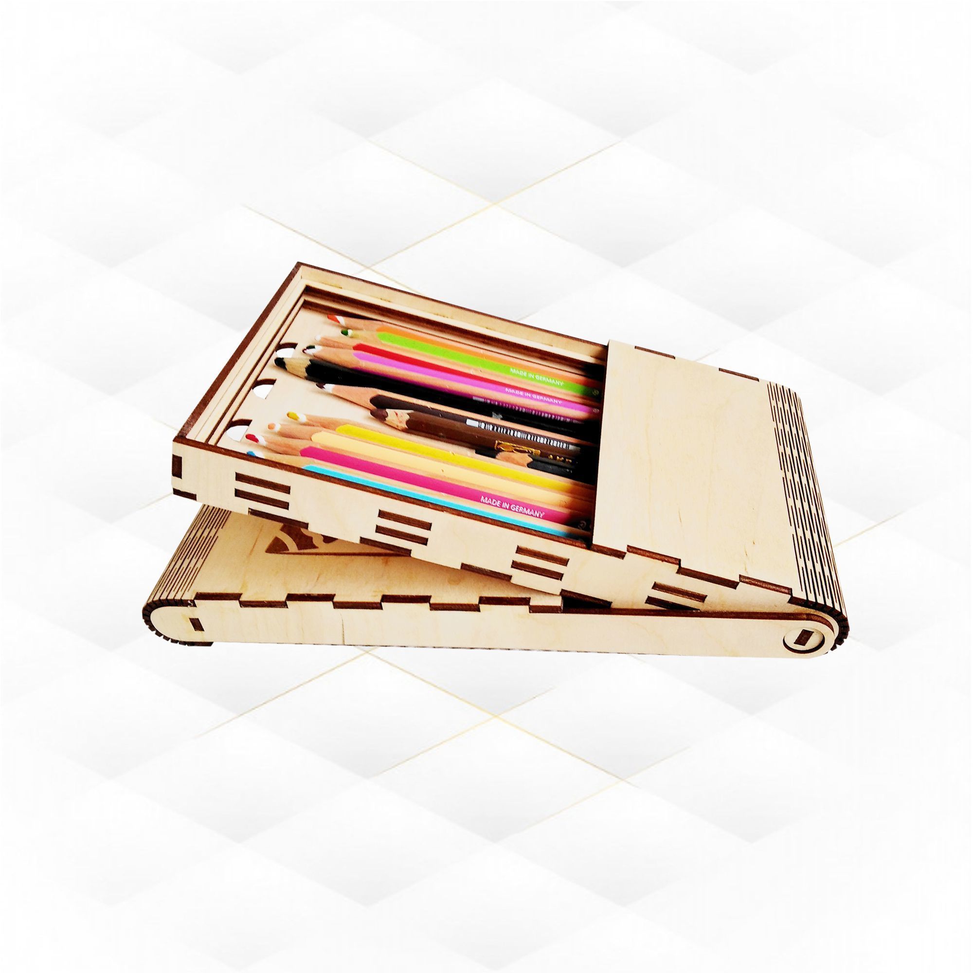 Gift pencils box case svg dxf vector design for laser cut 3D print model_2